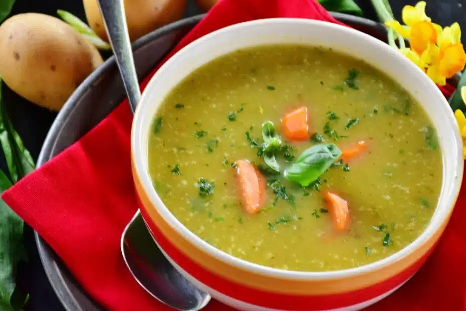 Potato soup with wild garlic