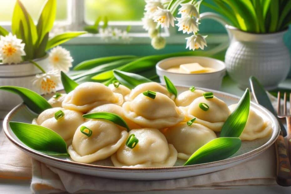 Spring dumplings with wild garlic
