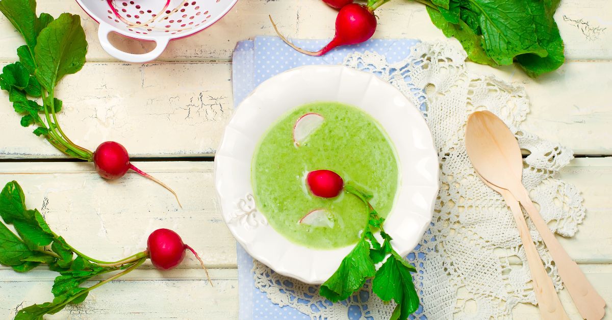 Radish leaf soup, unusual ingredient and excellent taste