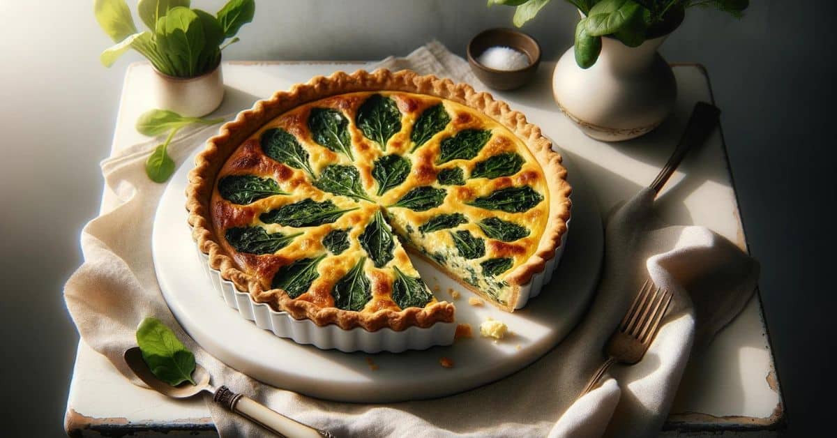 Sorrel quiche, French cake with sorrel, eggs and cream